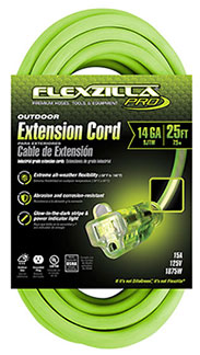 Flexzilla® Pro Extension Cord, 14/3 AWG SJTW, 25', Outdoor, Lighted Plug package